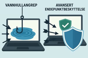 Illustrasjon av endepunktsikkerhet og phishing-angrep