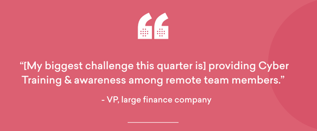 my biggest challenge is to provideing cyber training & awareness. - VP, large finance company